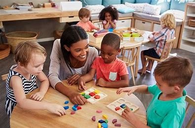 children in preschool with teacher